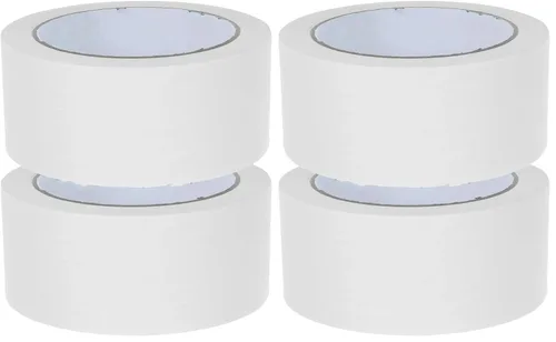 Vista 10 de TEHAUX 2 rollos de cinta de papel kraft, cinta de embalaje de papel blanco, 1.772 in x 98.4 ft, grabable, sin recubrimiento, mate y autoadhesivo