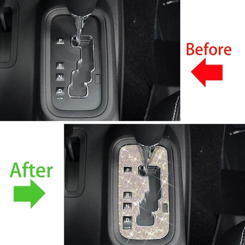 Vista 5 de Para Jeep Wrangler JK JKU Accesorios 2012 2013 2014 2015 2016 2017 2018 Bling Gear Shift Box Frame Cover Trim Panel Sticker para mujeres y hombres