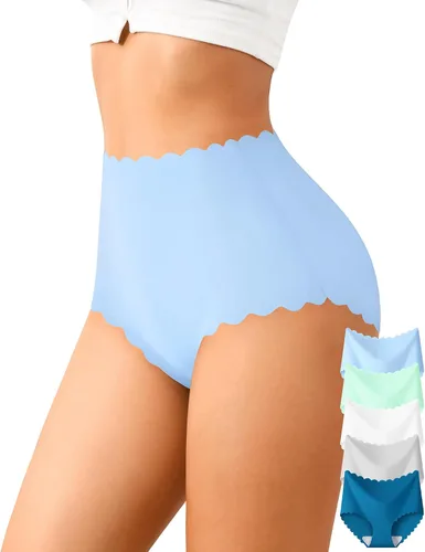 Vista 8 de ASIMOON - Ropa interior de cintura alta sin costuras para mujer, suave y elástica, sin marcas, bragas de cobertura completa, paquete múltiple