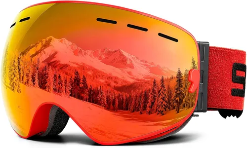 Vista 8 de SPOSUNE Ski Goggles Over Glasses for Men Women Youth, Large, Max-Vision Azul Vlt 14%