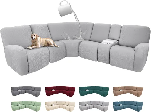 Vista 59 de Fundas de sofá reclinable seccional 100% impermeables para sofá reclinable en forma de L, funda de sofá modular de esquina en forma de L, fundas