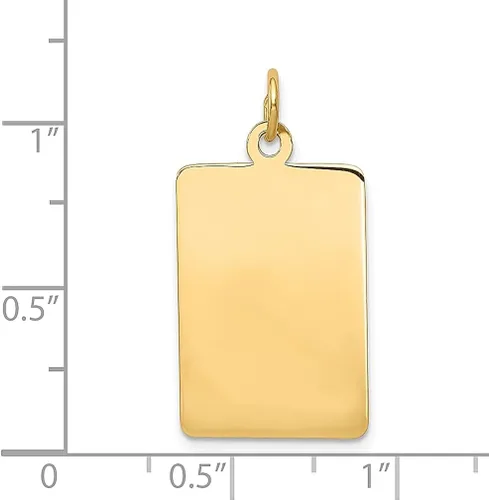 Vista 2 de Collar de oro amarillo de 14 quilates, calibre .013, rectangular, con dije de disco grabable, joyería fina para mujeres, regalos para ella, Oro