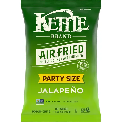 Vista 10 de Kettle Brand Papas fritas, chips de caldera jalapeño fritas al aire, bolsa de 6.5 onzas