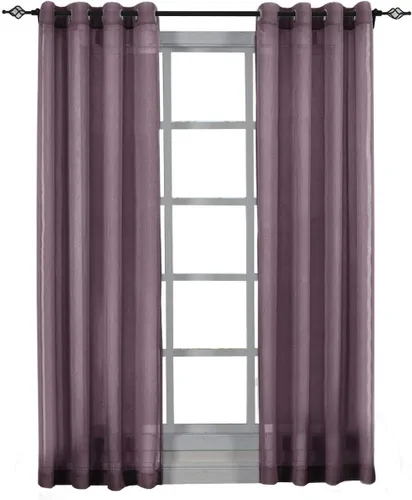 Vista 16 de Royal Hotel Bedding Lujo Abri - Ojal superior, cortinas transparentes aplastadas, 84 pulgadas de largo, lavanda, juego de 2