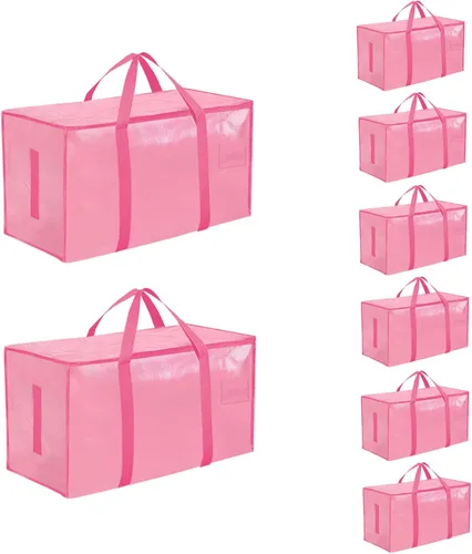 Vista 53 de Paquete de 4 bolsas de mudanza extra grandes y resistentes, bolsas de almacenamiento impermeables con asas y cremalleras, plegables para dormitorio