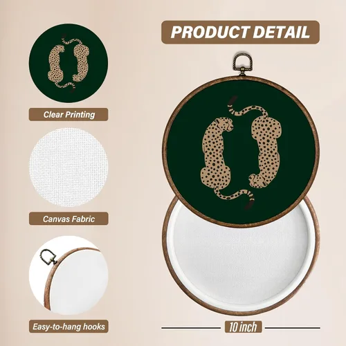 Vista 7 de XBBMGG Decoración artística de pared de leopardo retro verde esmeralda, decoración moderna estética de guepardo, decoración redonda para colgar