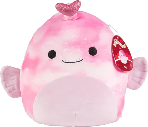 Vista 2 de Squishmallows Peluche original de pez pescador Sy The Pink de 10 pulgadas, animal de peluche oficial de Jazwares - Juguete de peluche coleccionable
