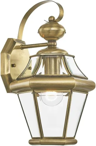 Vista 2 de Livex Lighting 2161-04 Farol de pared para exteriores con pantallas de vidrio biselado transparente, color negro