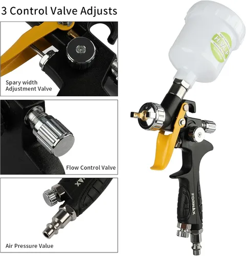 Vista 4 de FORNAX HVLP - Mini pistola pulverizadora de pintura de aire con boquilla de 0.031 in, capacidad de 125 cc de capacidad, pistola de pintura por