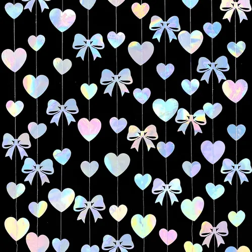 Vista 9 de 52 pies Guirnalda de corazón de amor dorado azul marino para decoración de fiesta del día de San Valentín Bandera de serpentina colgante azul real