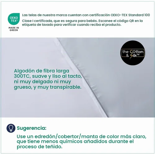 Vista 6 de Sábana bajera ajustable de algodón de fibra larga Azul Misty