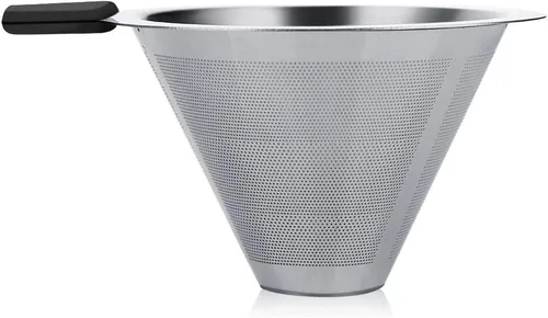 Vista 6 de Hakeeta Cafetera de 13.5 fl oz, cafetera de vidrio para verter con filtro permanente de acero inoxidable. Cafetera manual de gotero de café