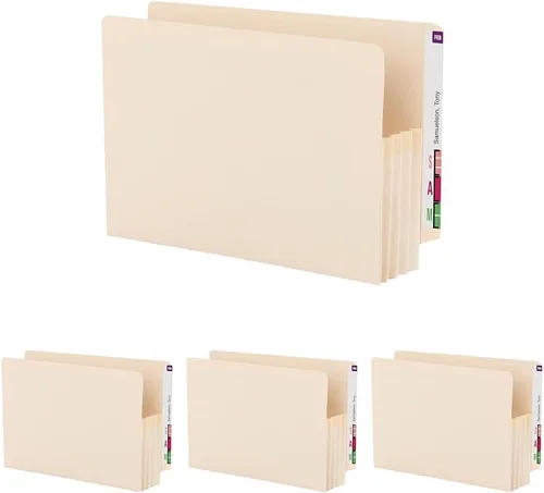 Vista 7 de Smead Bolsillo para archivos con pestaña final, pestaña reforzada de corte recto, expansión de 3-1/2", fuelle Manila, tamaño legal, Manila, 25 por