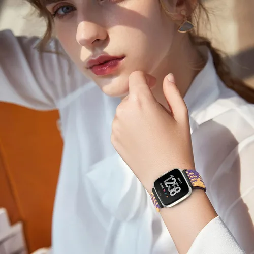 Vista 6 de Paquete de 6 correas elásticas ajustables para reloj compatibles con Fitbit Versa/Fitbit Versa Lite/Fitbit Versa 2 para mujeres y hombres, correa
