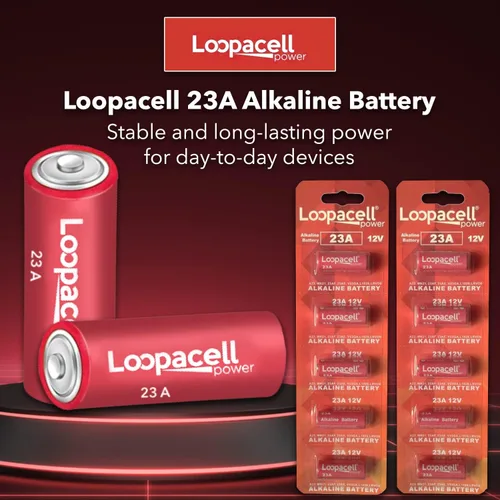 Vista 2 de Loopacell Paquete de 10 baterías alcalinas A23 23A de 12 voltios
