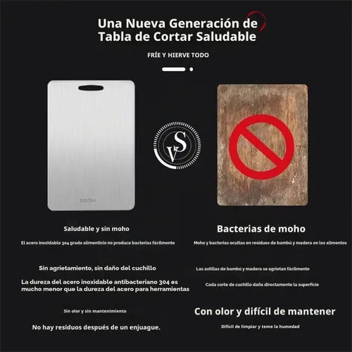 Vista 5 de Tabla de cortar de titanio, tabla de cortar de acero inoxidable para cocina de cocina, tabla de cortar de doble cara de gran tamaño, tabla