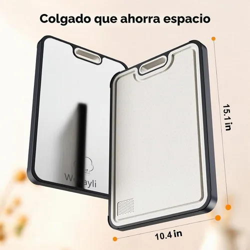 Vista 5 de Tablas de cortar de acero inoxidable para cocina, tabla de cortar 2 en 1 no tóxica de doble cara, tablas de cortar de grado alimenticio para carne