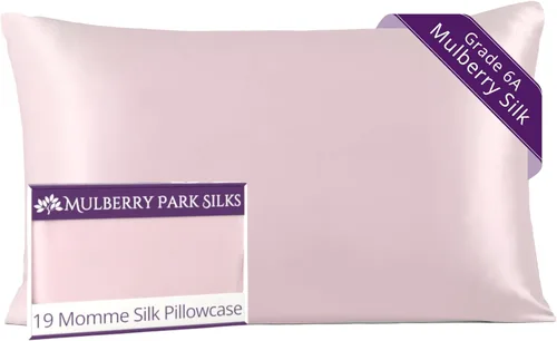 Vista 15 de Mulberry Park Funda de almohada 100% seda, 19 momme, seda de morera grado 6A, cierre de sobre profundo, color negro/estándar (20 x 26 pulgadas)