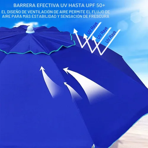 Vista 7 de Ammsun 2017 Sombrilla de playa plegable de 6 pies con bolso de transporte portátil, con revestimiento de plata en el interior, FPS 50+