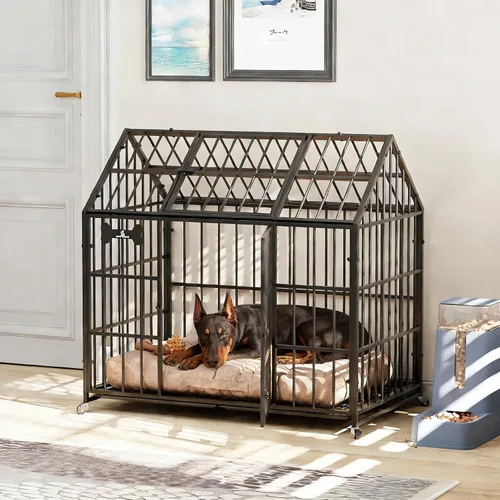 Vista 6 de Dosker - Jaula para perros XL de 42 pulgadas, de acero para interiores, a prueba de escapes
