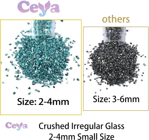 Vista 4 de Ceya - Conjunto de purpurina de vidrio irregular triturado en 32 colores, 640g/ 22.6 oz, chips de cristal metálico roto de 2-4mm, purpurina gruesa