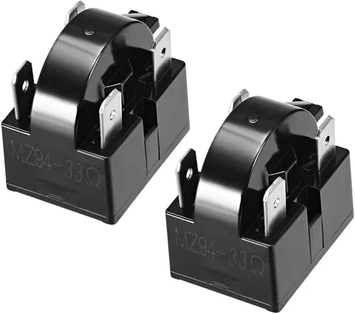 Vista 6 de uxcell 2 unids 4.7 Ohm 4 Pin Refrigerador Start Relay para Compresor Negro
