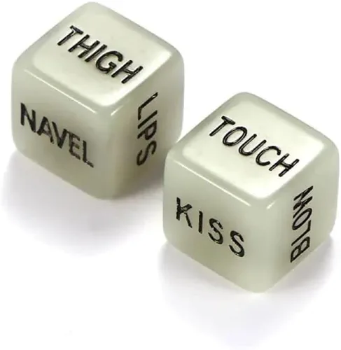 Vista 2 de Juego de dados que brillan en la oscuridad para parejas, ideal para aniversario, regalo de fiesta de boda, regalo para parejas o regalo para ella