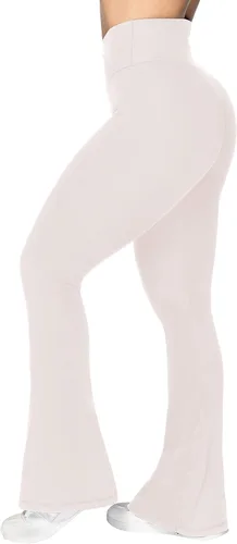Vista 4 de Sunzel Leggings acampanados, pantalones de yoga cruzados con control de abdomen, cintura alta y pierna ancha
