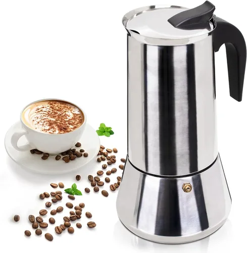 Vista 10 de Olla de Moka de 2 Tazas 100ml, Cafetera de Espresso de Acero Inoxidable, Cafetera de Percolador para Estufa, Cafetera Italiana de Estilo Clásico