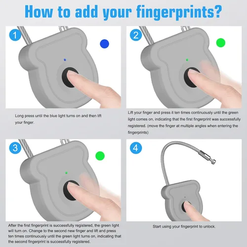 Vista 7 de Candado inteligente de huellas dactilares para equipaje, capacidad de 20 usuarios, llave USB y código de emergencia, cerradura biométrica sin llave