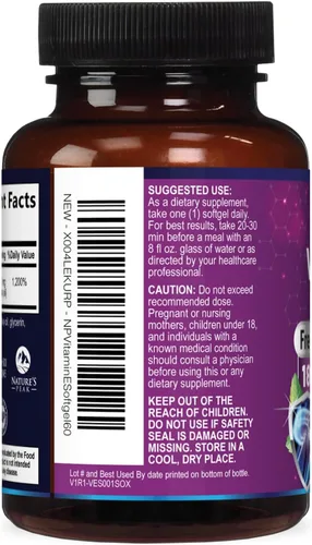 Vista 8 de Vitamina E 180 mg por porción cápsulas blandas – Vitamina E DL-Alfa, suplemento dietético rico en antioxidantes para la piel, el corazón y el apoyo