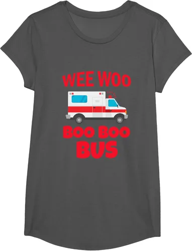 Vista 31 de Wee Woo Boo Boo Bus First Responder - Camiseta divertida de ambulancia, Negro, S