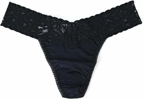 Vista 4 de hanky panky - Tangas de algodón Supima de tiro bajo para mujer Lencería de encaje, bragas de algodón Paquete de 3 o 5 Negro