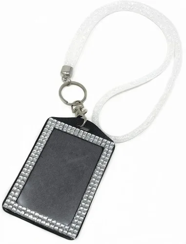 Vista 18 de Cordón de malla con cuentas de cristal con diamantes de imitación vertical titular de la tarjeta de identificación