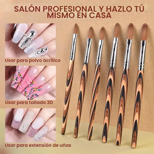 Vista 8 de Kolinsky - Cepillo de uñas acrílicas, mango de madera, tamaño 14