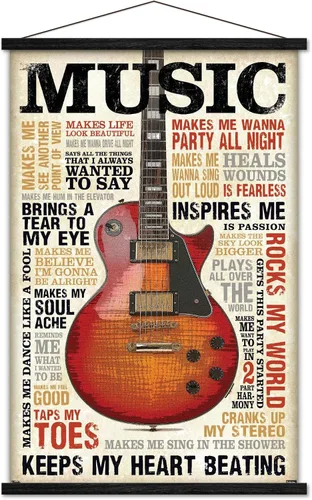 Vista 6 de Trends International Music Inspires Me - Póster de pared, 22.375 x 34 pulgadas, paquete de impresión premium y colgador de madera de haya
