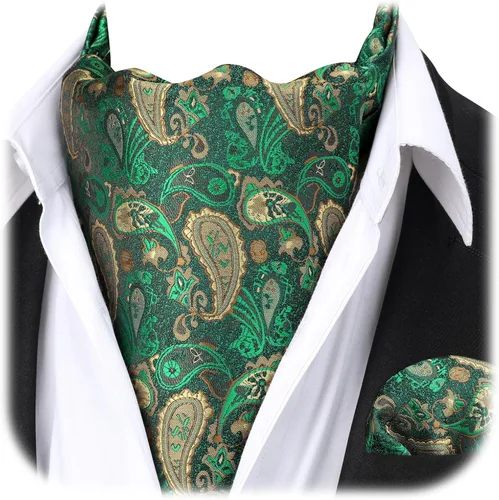Vista 13 de HISDERN Corbatas Ascot para hombre, set de corbata y pañuelo de bolsillo Paisley con estampado floral clásico, corbata autoajustable para hombre