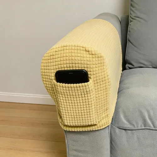 Vista 5 de Juego de 4 fundas elásticas para brazos de sofá, con bolsillo, fundas extraíbles antideslizantes para reposabrazos para sillón reclinable