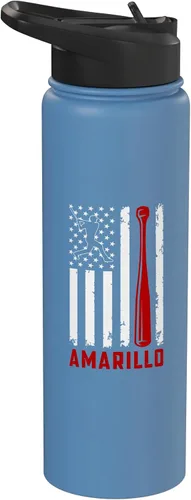Vista 10 de Amarillo American Flag Baseball Lover USA Amarillo Stainless Steel Insulated Water Bottle