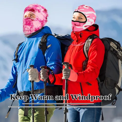 Vista 4 de Xtinmee Pasamontañas de esquí, pasamontañas desgastados, máscara de cara completa para hombres y mujeres, resistente al viento, camuflaje, cubierta