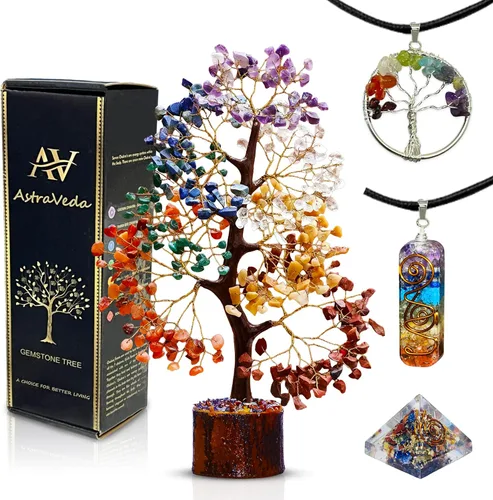 Vista 11 de Árbol de 7 chakras, árbol de la vida de cristal, árboles de Feng Shui, energía positiva, regalo de meditación, cristales y piedras, artículos