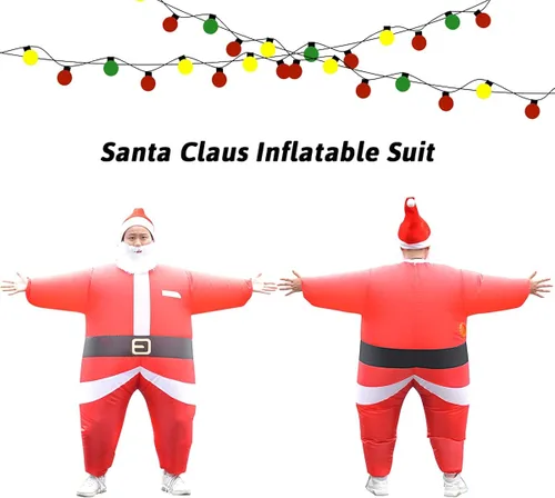 Vista 3 de Disfraz de Papá Noel inflable de Navidad, disfraz de Papá Noel, unisex (CH)