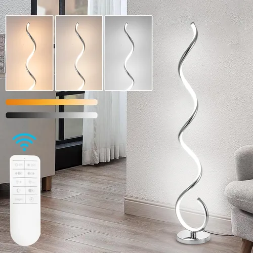 Vista 10 de ADISUN Lámpara de pie moderna de 31 W, lámpara de pie LED en espiral para sala de estar, lámpara de pie regulable de 3 colores con control remoto