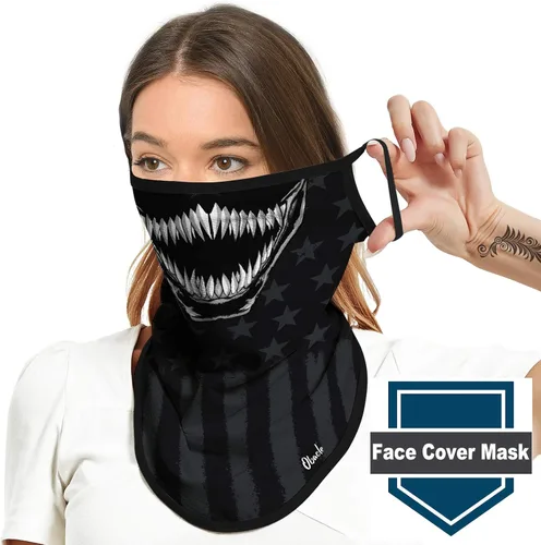 Vista 4 de Obacle - Cubrebocas con cobertura hasta el cuello, con bucles para las orejas, para hombres y mujeres