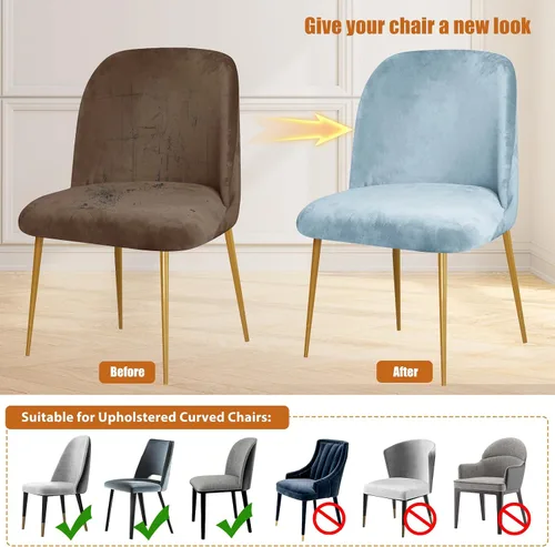 Vista 6 de Gollense Fundas de silla con respaldo curvado para comedor, fundas modernas de mediados de siglo, protector de asiento de silla semicírculo
