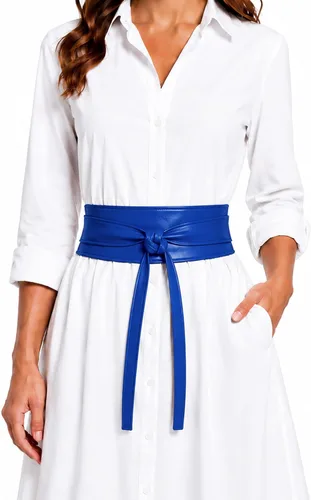 Vista 16 de Cinturón Obi de cuero para mujer, cintura ancha de 3 pulgadas, hecho a mano Beige