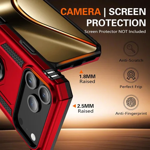 Vista 5 de Korecase Funda para iPhone 17 Pro con soporte de anillo, grado militar, resistente, a prueba de golpes, protección de cuerpo completo para Apple