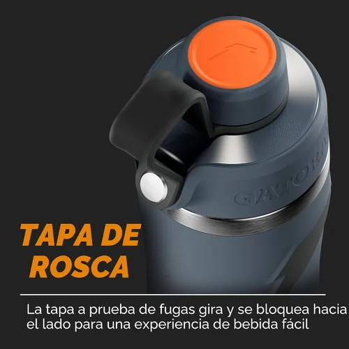 Vista 3 de Botella de agua de acero inoxidable Gatorade "Overtime" de 32 onzas, tapa de rosca, gris