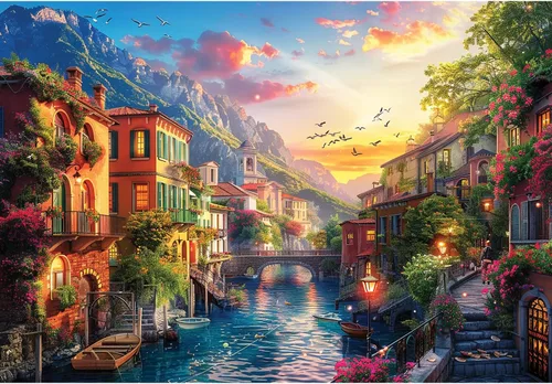 Vista 7 de Anatolian Puzzle - Hermosa puesta de sol en la ciudad, rompecabezas de 2000 piezas, #3955