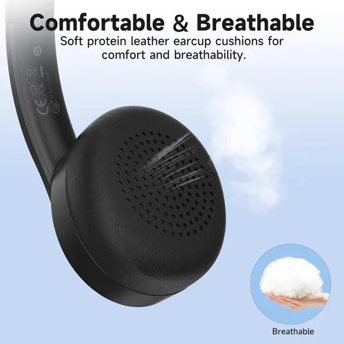 Vista 4 de AOC Wireless Headset with Mic for Work, Bluetooth 5.4 Computer Headphones. with USB-A Dongle, Clear Call Mic, 30H Battery, One-Touch Mute, Great
